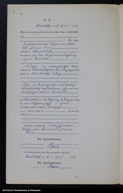 image.from.unit.number "Sterbe-Neben-Register Nr 1 - 25 [ Księga zgonów - wtóropis ]"