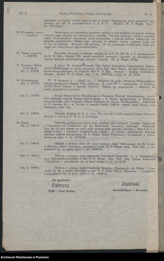 Obraz 10 z jednostki "/Rozkazy Dowództwa Okręgu Generalnego w Poznaniu/, nr 1-6."