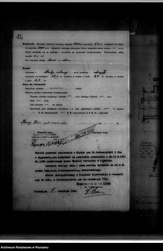 image.from.unit.number "Tartak parowy R. Nitsche w Boruji Starej powiat wolsztyński nr woj. kotła 4552"