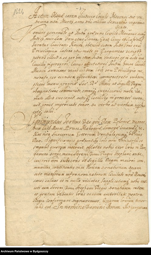 image.from.unit.number "[Przywilej Zygmunta III dla miasta Nowego z roku 1596. Transumpt dokumentu Stefana Batorego z roku 1576 - uwierzytelniony odpis z roku 1626]"