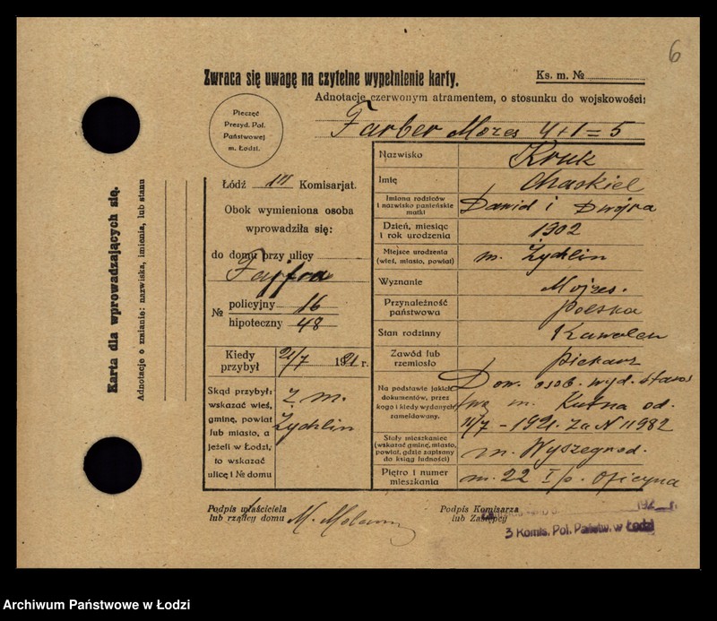 Obraz 8 z jednostki "[Spis ludności Łodzi] Kruk - Krol"