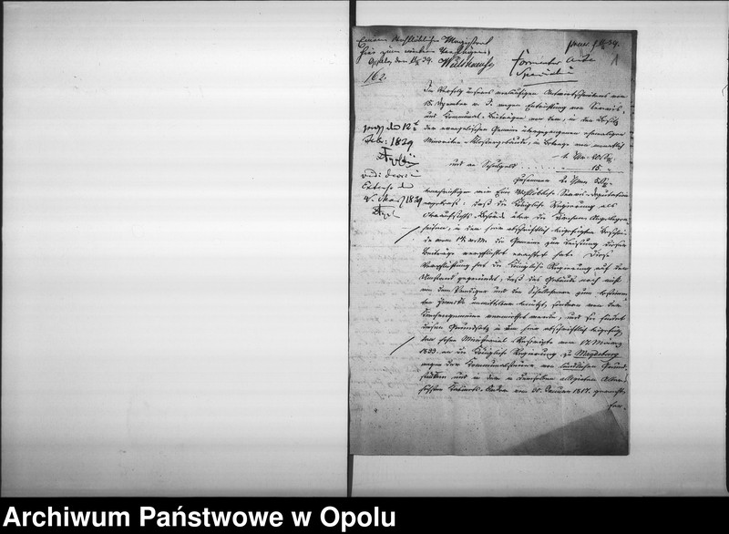 Obraz 5 z jednostki "Acta specialia des Magistrats zu Oppeln betreffend: die Entrichtung von Servis- und Communal-Beiträgen von dem, in den Besitz der evangelischen Gemeine übergangenen ehemaligen Minoriten - Klostergebäude de Anno 1839"