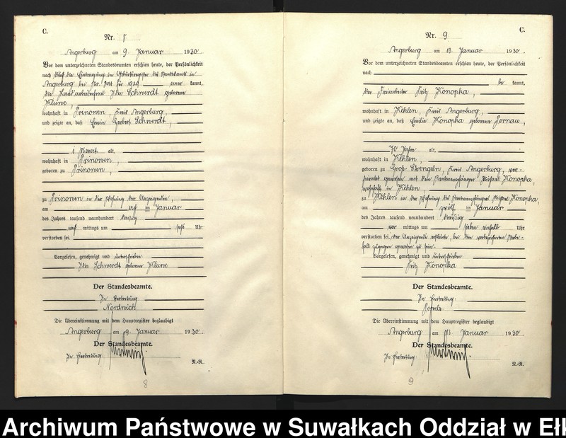 image.from.unit.number "C2. Sterbe - Register (Neben - Register) Standesamt Angerburg Ostpr. einschl. der Standesamtsbezirk Gross Strengeln, Kehlen und Prinowen"