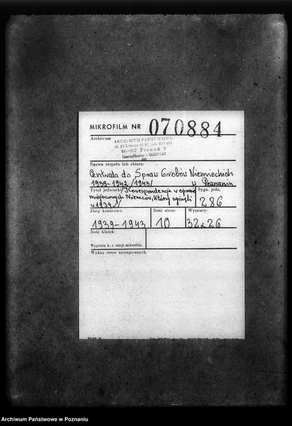 Obraz 2 z jednostki "Korespondencja w sprawie miejscowych Niemców, którzy zginęli w 1939 roku"