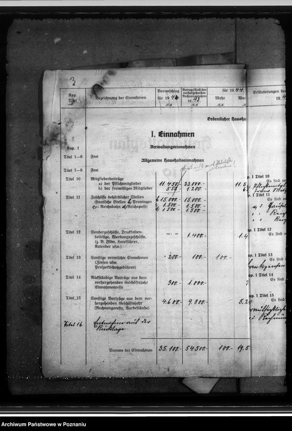 Obraz 7 z jednostki "Haushaltsplan 1944. Landesfremdenverkehrsverband - Reichsgau Wartheland"