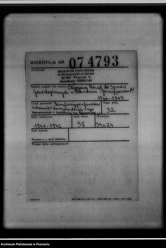 image.from.unit.number "Berufssippenforscher Scharnik [Korespondencja w sprawie honorariów i zażaleń na Scharnika zatrudnionego w Poznaniu]"