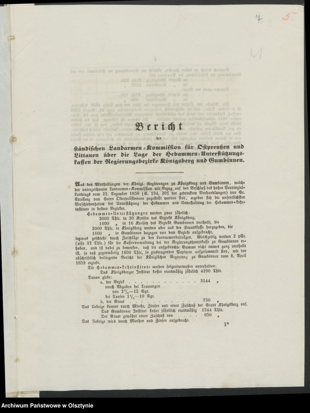 image.from.unit.number "Acta des 15ten Provinzial-Landtages der Stände des Königreichs Preußen. Das Hebammen-Wesen in den Regierungsbezirken Königsberg [Królewiec] und Gumbinen [Gąbin]"