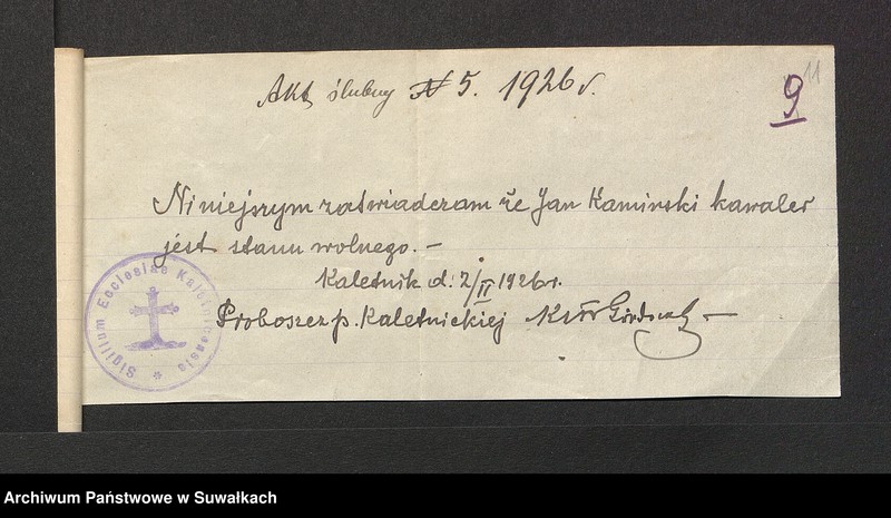 image.from.unit.number "Aneksa do aktów zaślubionych rz.kat. parafji Puńsk z r. 1926"