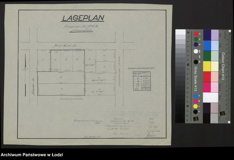 Obraz 1 z jednostki "Lageplan Askanier Strasse Nr 34-36 Litzmannstadt"