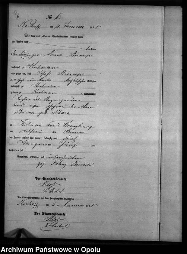 Obraz 9 z jednostki "Sterbe-Neben-Register Standesamts Kuhnau pro 1875"