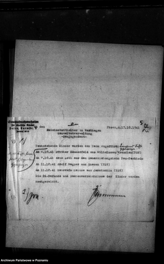 Obraz 9 z jednostki "Schriftwechsel mit Gaujugendamt betreffend ehemalige Heimkinder [Korespondencja w sprawie przekazywanych dzieci]."