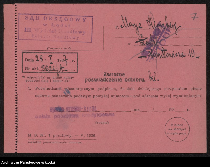 Obraz 9 z jednostki "Moryc Hirszberg- pracownia damskich kapeluszy"