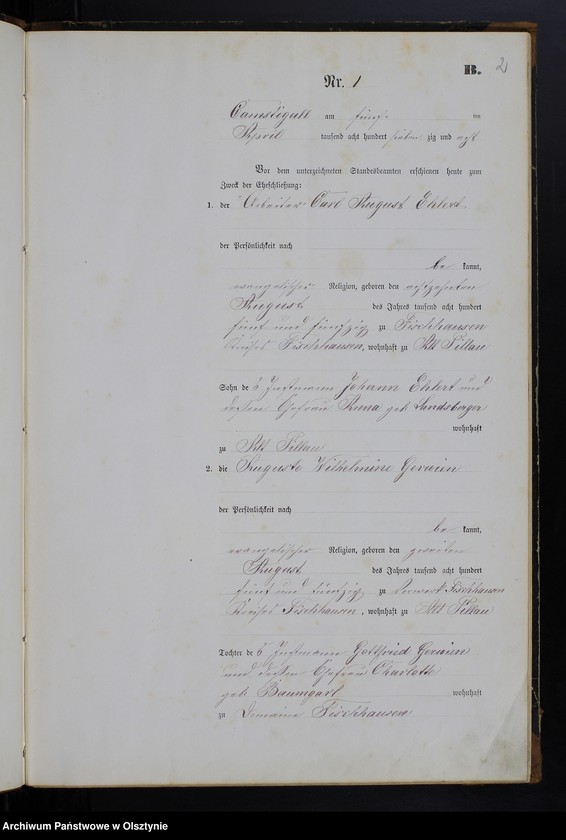 image.from.unit.number "Heiraths-Haupt-Register Tom I,Nr 1 - 29"