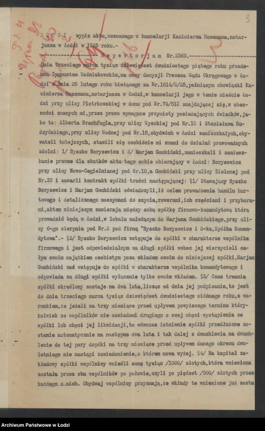 Obraz 5 z jednostki "Byszko Boryszewicz i S-ka- spółka komandytowa- handel hurtowy i detaliczny maszynami do szycia, rowerami i ich częściami"