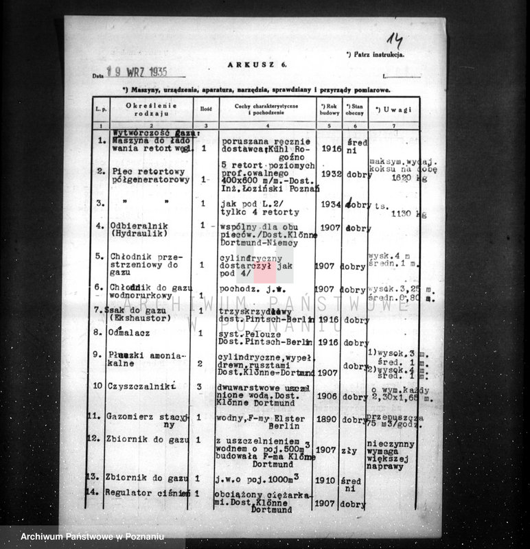 Obraz 18 z jednostki "Kwestionariusz Gazowni Miejskiej w Rogoźnie pow. obornicki"