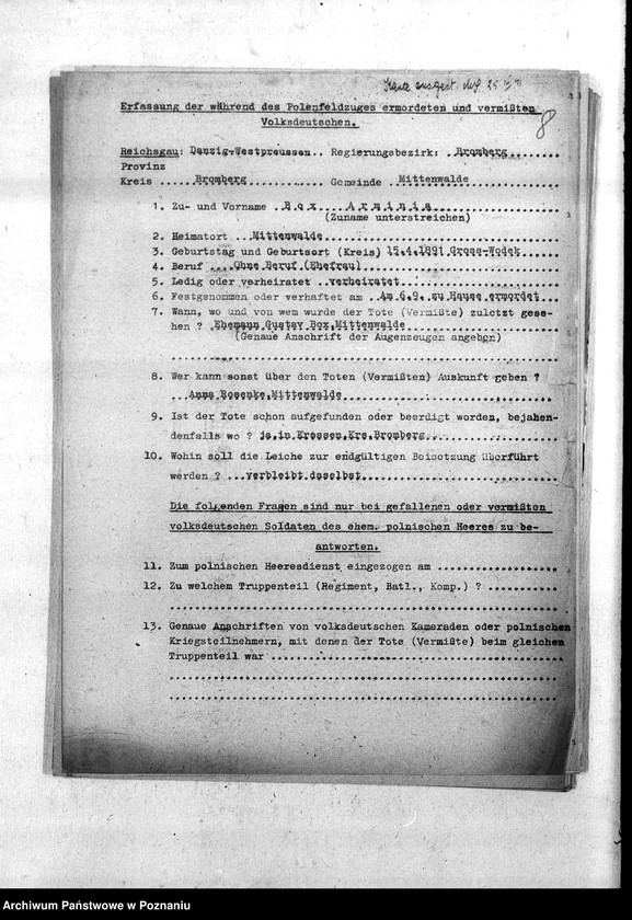 Obraz 12 z jednostki "Wykazy miejscowych Niemców z powiatu bydgoskiego, którzy zginęli w 1939 roku"