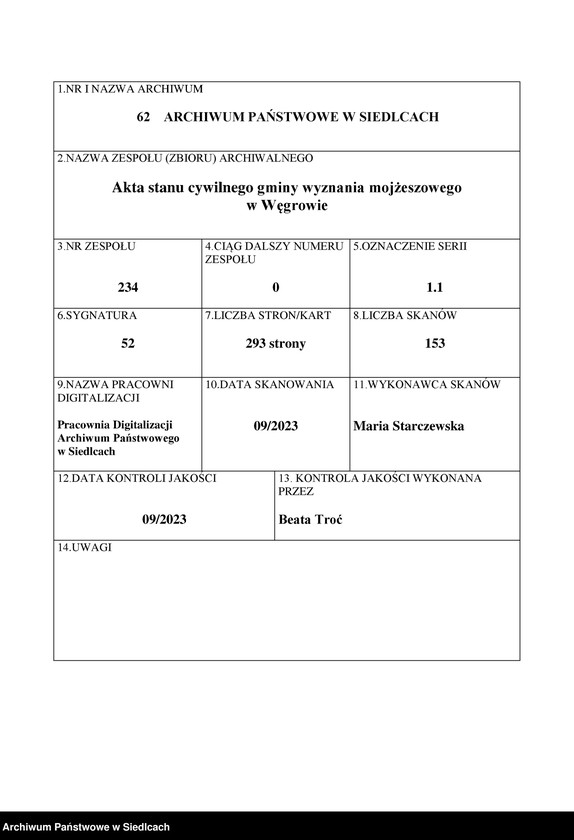 Obraz 1 z jednostki "Księga aktów zgonów wyznania mojżeszowego"