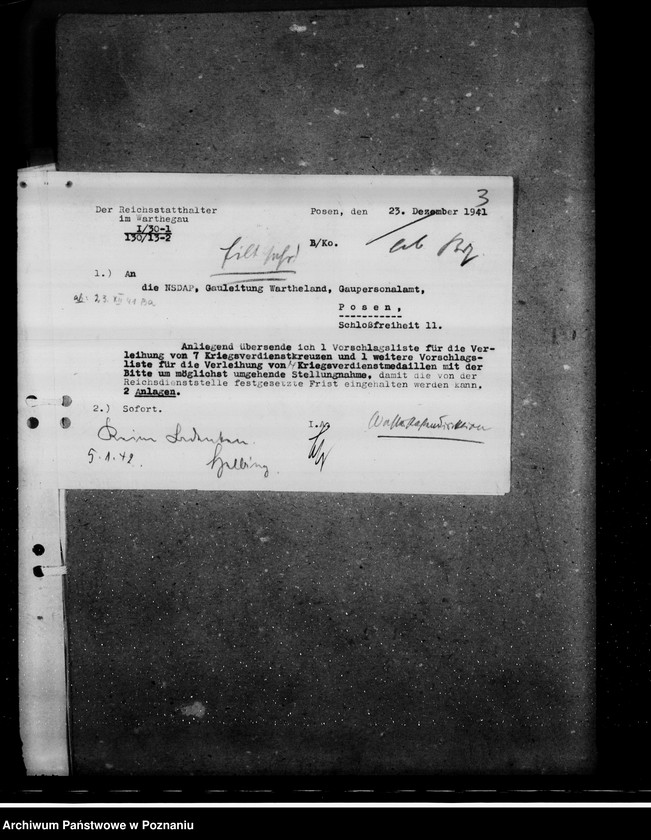 Obraz 7 z jednostki "Kriegsverdienstkreuze und Kriegsverdienstmedaillen- Vorschläge der Wasserstrassenverwaltung"