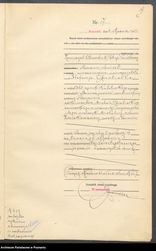 Obraz 19 z jednostki "Księga miejscowa zgonów tom I [Rejestr główny zgonów]"