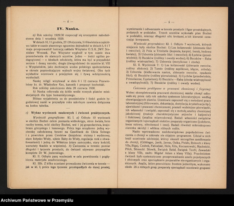 image.from.unit.number "Sprawozdanie Dyrekcji Państw[owego] Gimnazjum im. króla Kazimierza Wielkiego w Bochni za rok szkolny 1929/30"