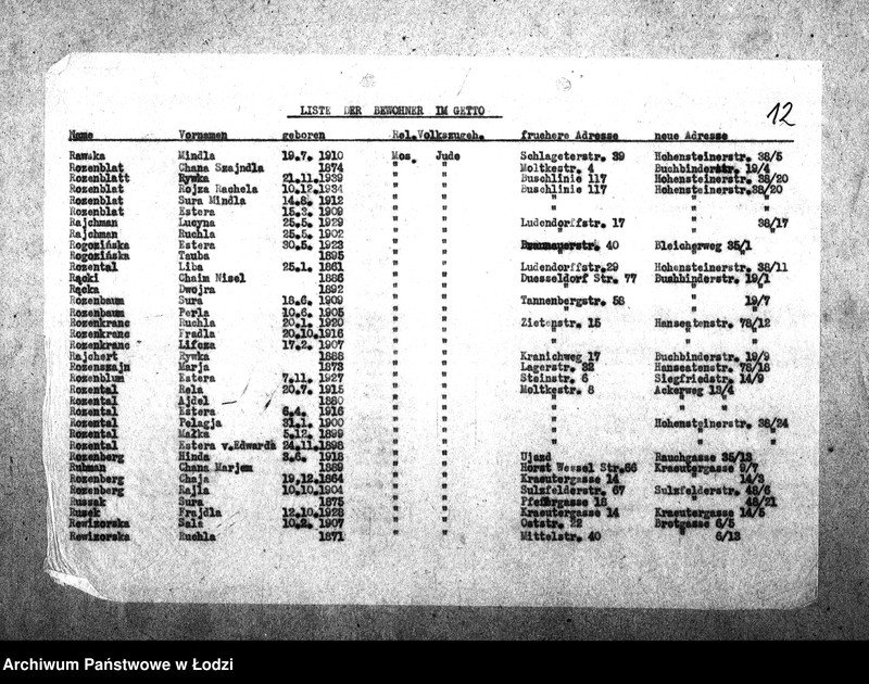 Obraz 15 z jednostki "[Alfabetyczny spis mieszkańców getta. Litera R]"