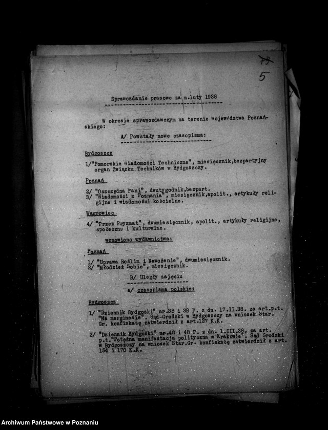 Obraz 9 z jednostki "Sprawozdania prasowe od stycznia do grudnia 1938 r."