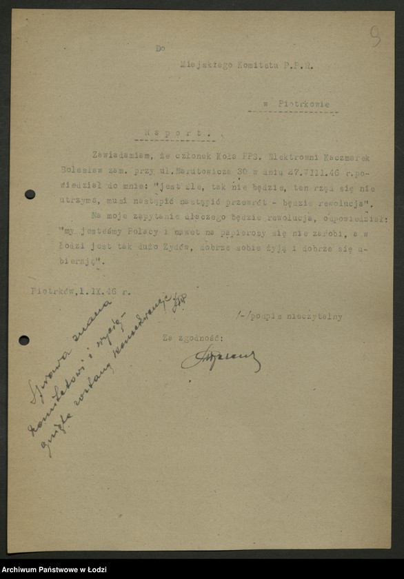 Obraz 10 z jednostki "Zażalenia, interwencje [członków PPS kierowane do WK]"