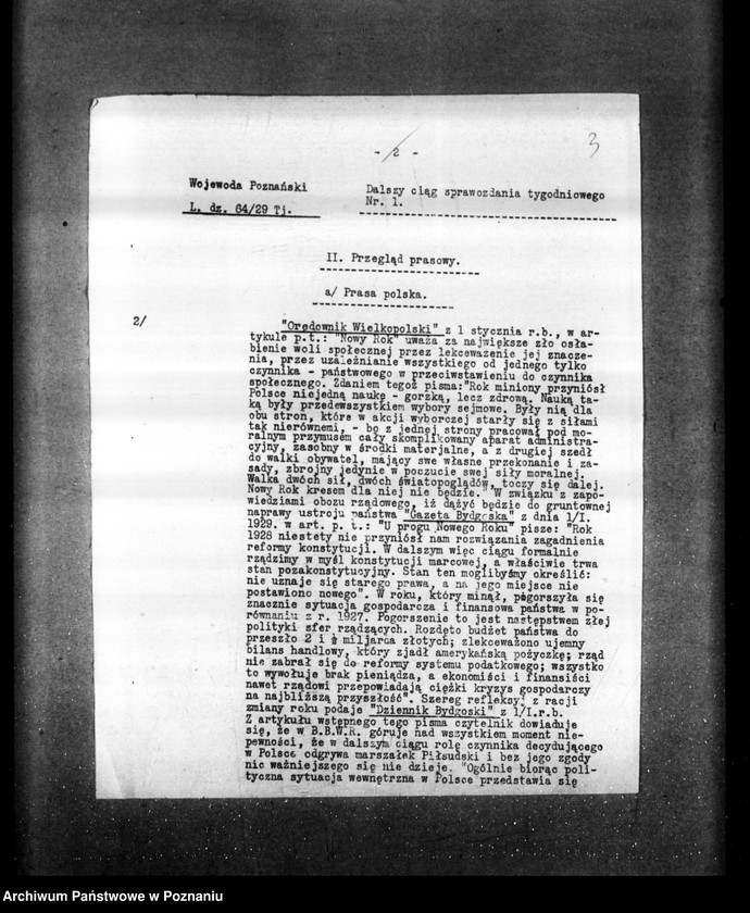 Obraz 7 z jednostki "Sprawozdania sytuacyjne tygodniowe za czas od 28 grudnia 1928 r. do dnia 31 stycznia 1929 r. /nr 1-5/"