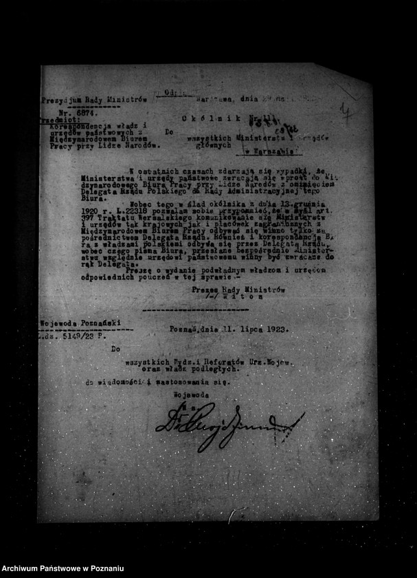 Obraz 11 z jednostki "/Okólniki Wojewody i władz zwierzchnich dotyczące urzędników i metod zarządzania/"