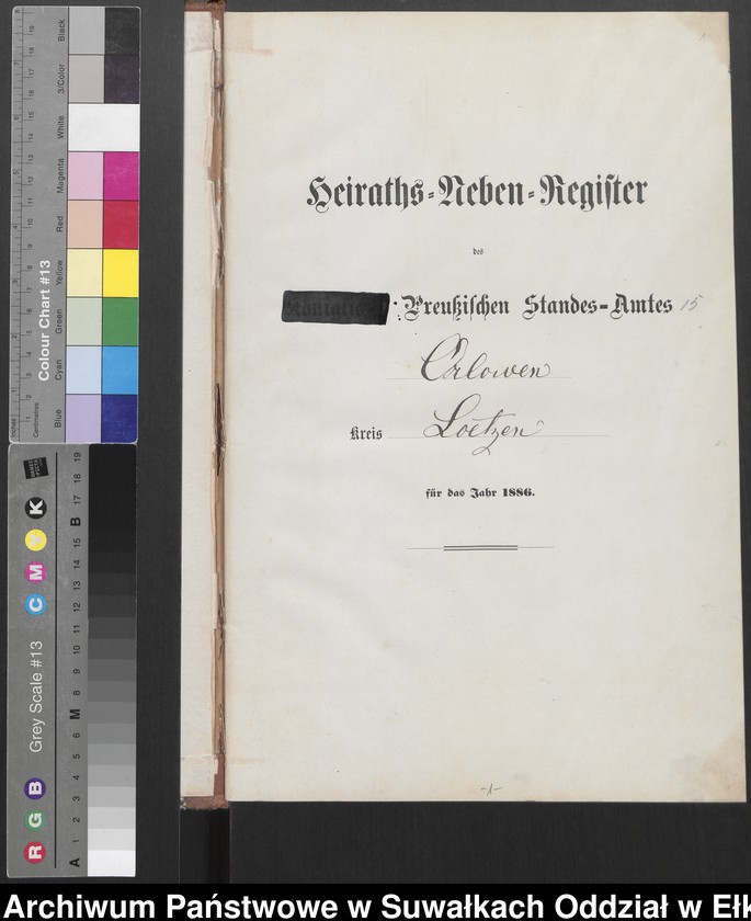 image.from.unit.number "Heiraths-Neben-Register des Preussischen Standes-Amtes Orlowen Kreis Loetzen für das Jahr 1886"