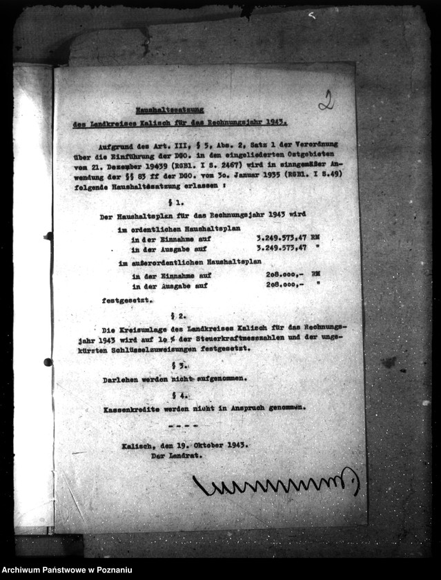 Obraz 6 z jednostki "Landkreis Kalisch- Haushaltssetzung nebst Haushaltsplan"