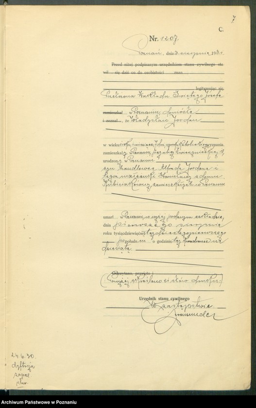 Obraz 9 z jednostki "Księga miejscowa zgonów tom III [Rejestr główny zgonów]"