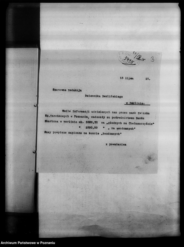 Obraz 7 z jednostki "Korespondencja Komitetu dla Bezdomnych w Berlinie w sprawie pomocy materialnej dla Polaków w Niemczech."