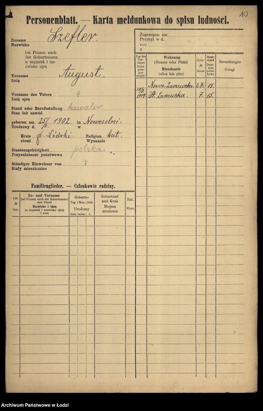 Obraz 12 z jednostki "[Spis ludności Łodzi] Szeferkiewicz-Szemraj"
