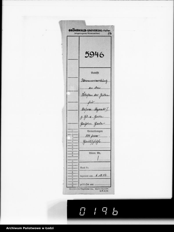 Obraz 20 z jednostki "Warenverwertung am Lager 91. [Aufträge] 5901-5950"