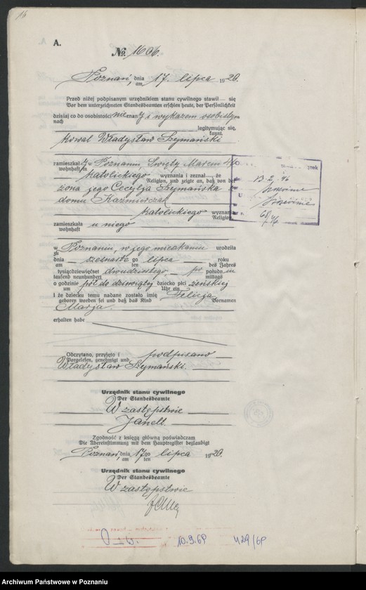 Obraz 18 z jednostki "Księga urodzeń odpis tom V [Rejestr poboczny urodzeń]"