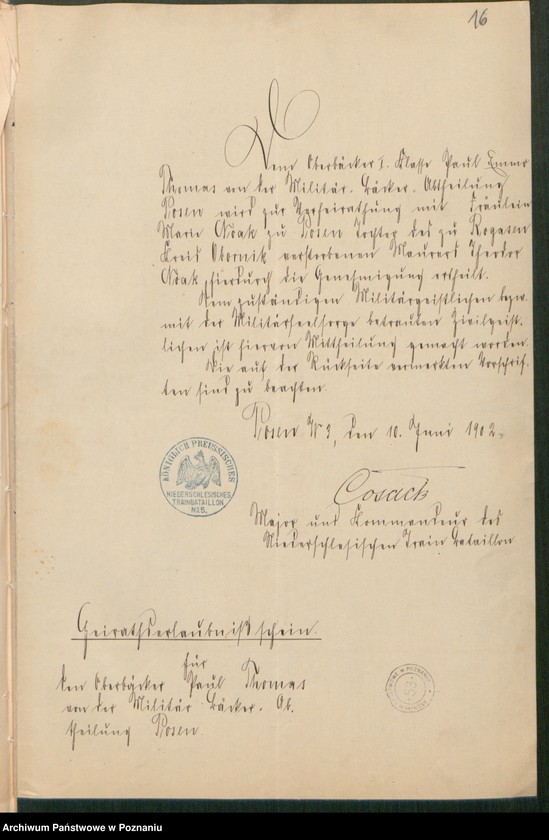 Obraz 18 z jednostki "[Dokumenty dostarczone przez narzeczonych do zawarcia związku małżeńskiego za 1902 rok. Tom X]"