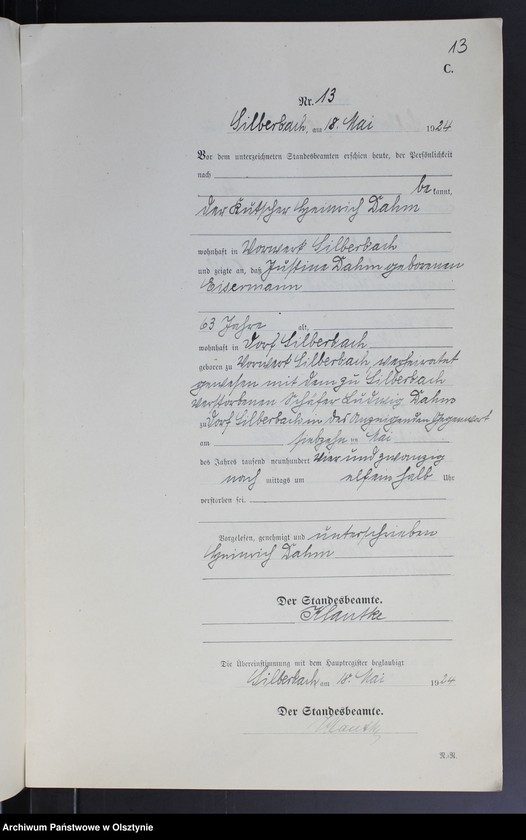 image.from.unit.number "Sterbe-Neben-Register Nr 1 - 28"