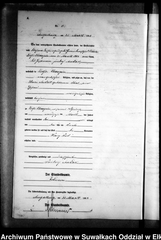 image.from.unit.number "Geburts-Neben-Register des Königlichen Preussischen Standes-Amtes Gr. Strengeln Kreis Angerburg"