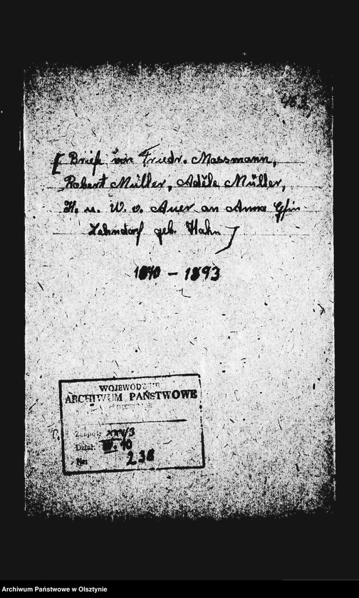 image.from.unit.number "/Friedrich Massmann aus Rostock, Robert Müller, Adele Müller, K. u. Wilhelm v. Auer an Anna Gfin Lehndorff geb. Hahn/"