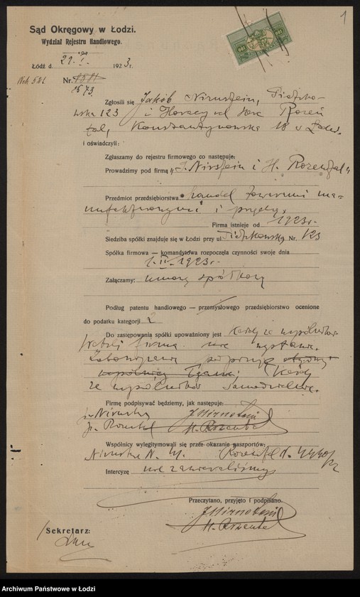 Obraz 3 z jednostki "J.Nirstein i H.Rozental- handel towarami manufakturowymi i przędzą"