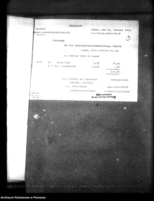 Obraz 7 z jednostki "Errichtung eines Selbstschutzes im Warthegau- Vorschuss"