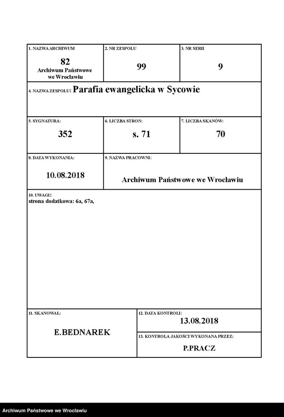 Obraz 1 z jednostki "Zeugnisse zu den Copulationen"