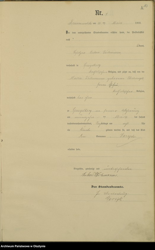 image.from.unit.number "Geburts-Haupt-Register Nr 1 - 71"
