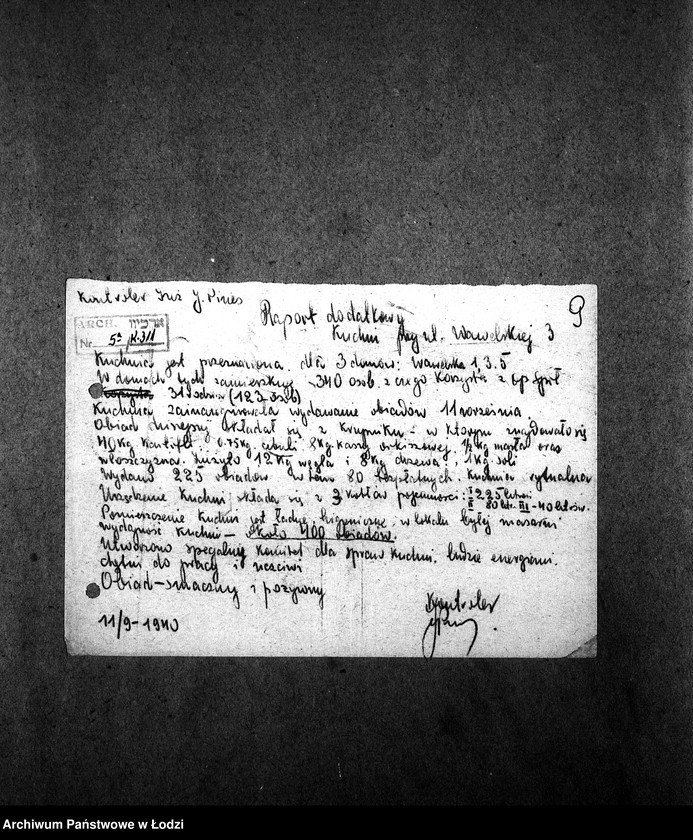 Obraz 12 z jednostki "[Kuchnia nr 311, ul. Wawelska 3/5. Kuchnia nr 127, ul. Wawelska 7. Działalność kuchni, personel, konsumenci, kontrole]"