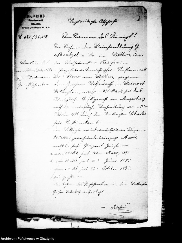image.from.unit.number "/Wechselprozesssachen gegen den in Konkurs verfallen Gfen Carl Meinhard Lehndorff/."