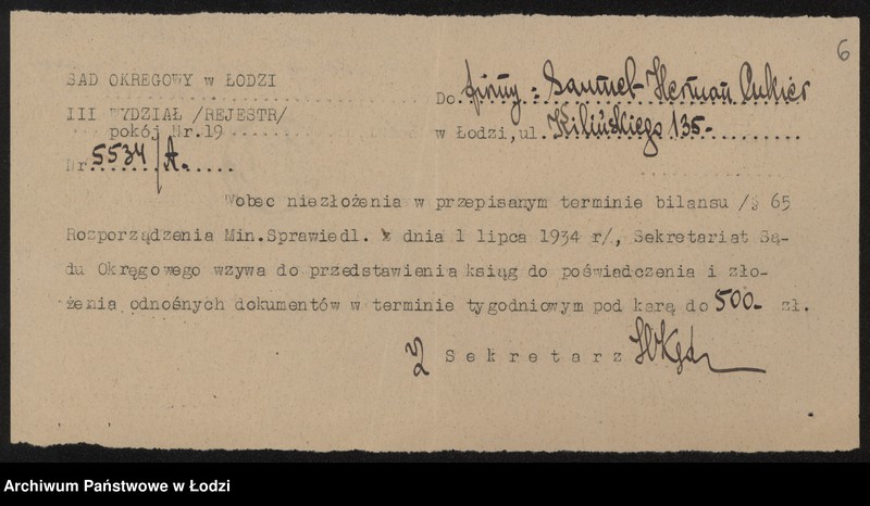 Obraz 8 z jednostki "Samuel Herman Cukier- Biuro Agneturowo-Handlowe"