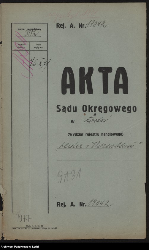 Obraz 2 z jednostki "Gerszon Rozenblum, Helena Lederowa – wyrób i sprzedaż przetworów jutowych"