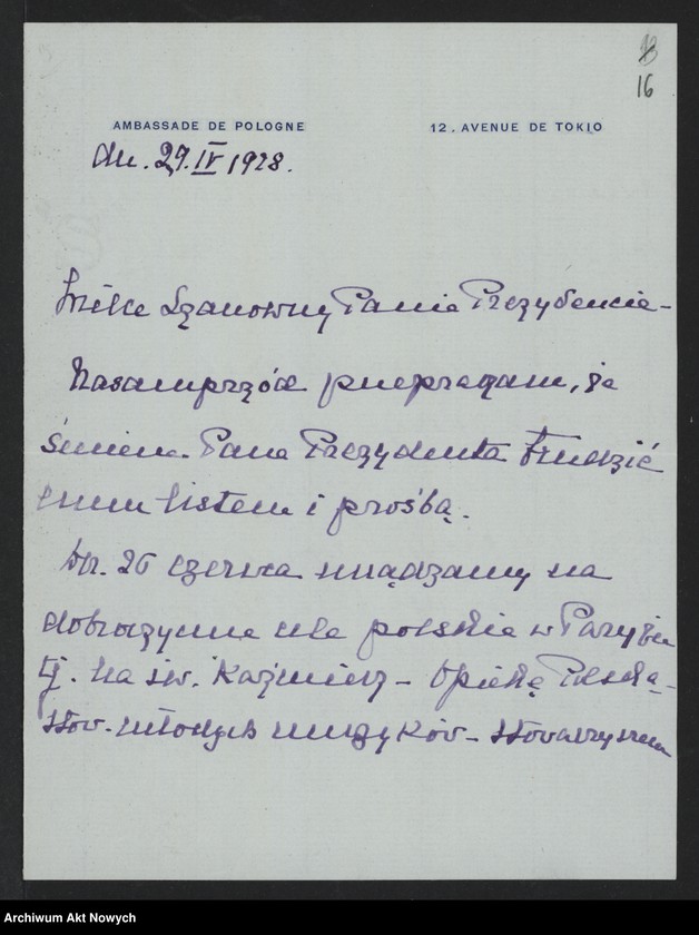 image.from.unit.number "Chłapowski Alfred (ambasador RP we Francji) i Helena; Załączniki: a) list P. de Fouquieres; b) list Ph. Pétain