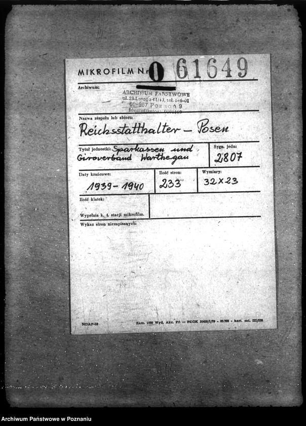 Obraz 2 z jednostki "Aktion Warschau - Hauptakten I (Łupy wojenne zdobyte podczas powstania warszawskiego"